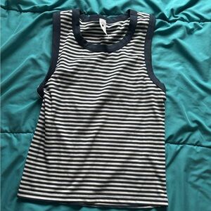 Yogalicious Navy and White Striped Tank Top